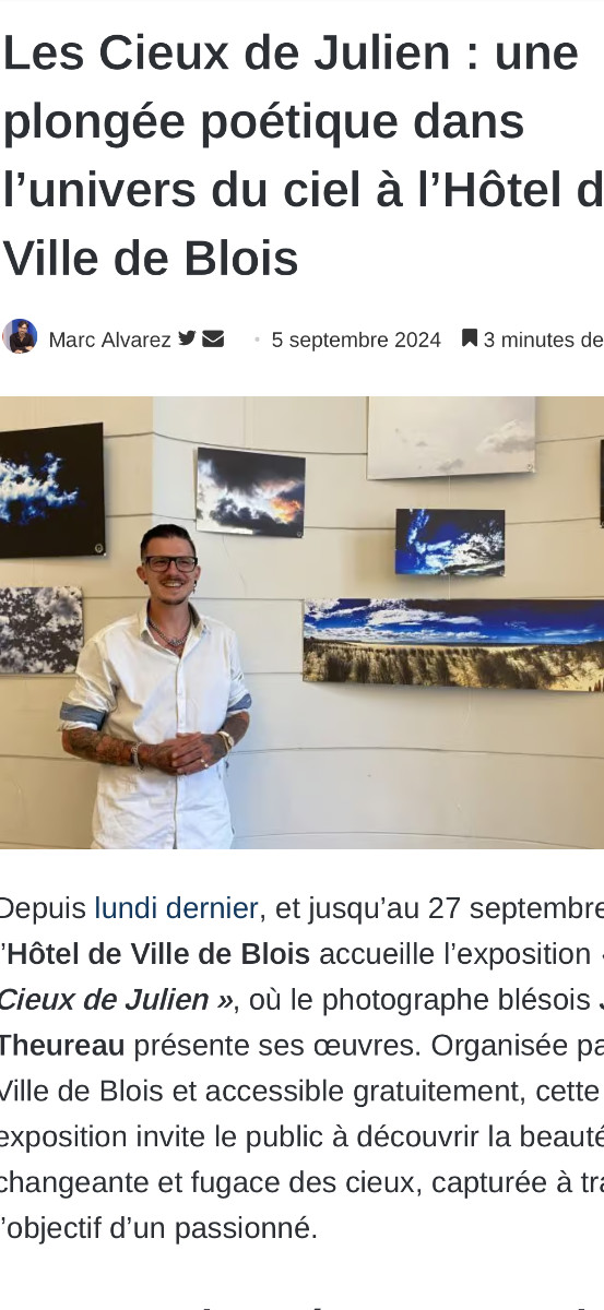 EXPOSITION LES CIEUX DE JULIEN sur le site d’ARTactif