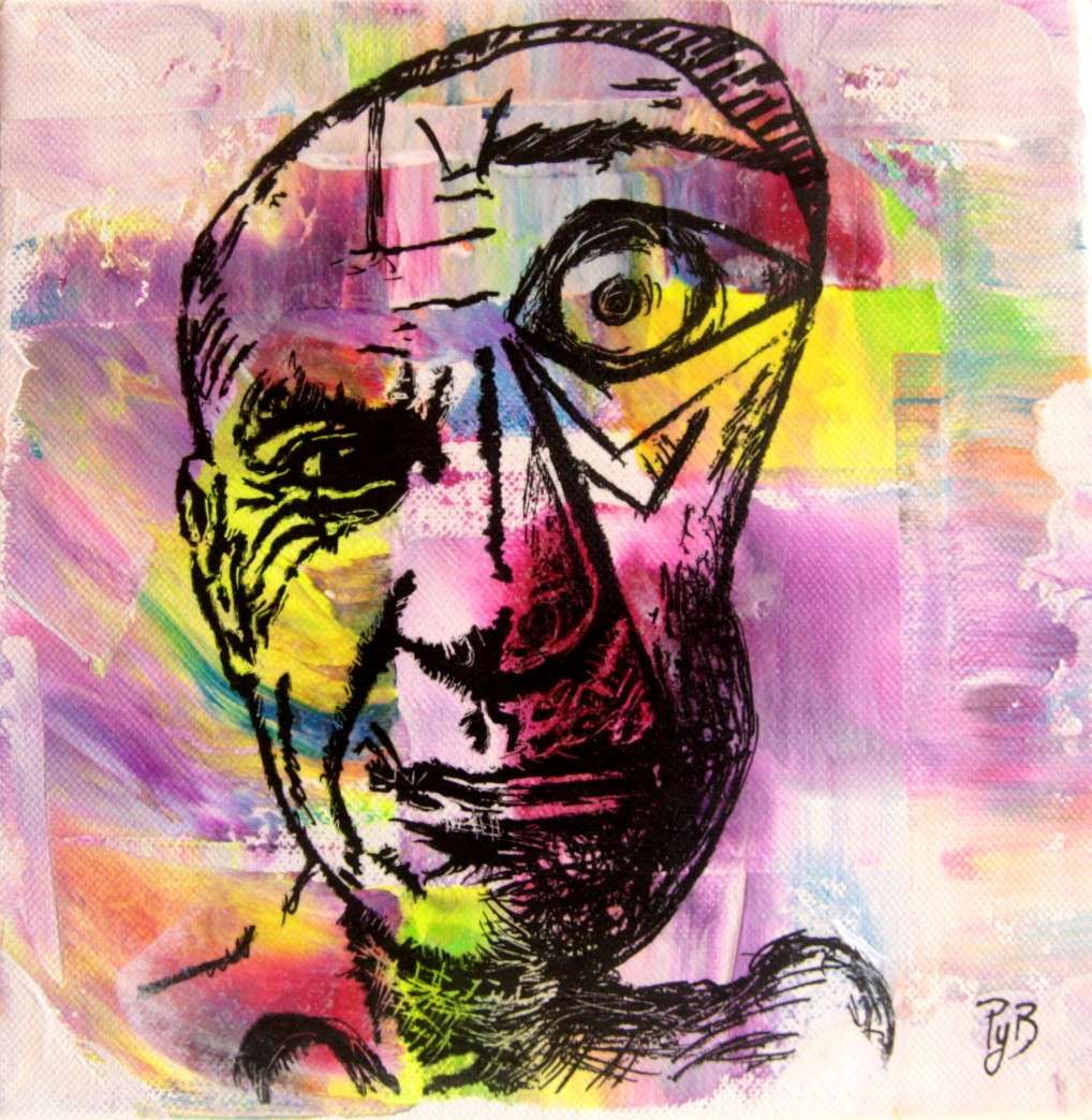  abstrait  pablo  picasso  portrait tableau acrylique encre 