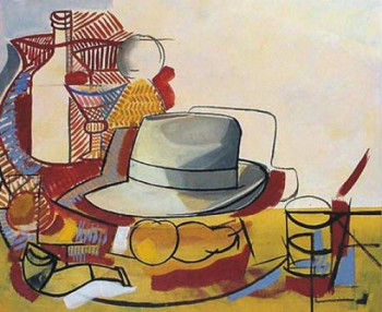 Œuvre contemporaine nommée « Ochre Still Life with Hat », Réalisée par LáZARO FERRé