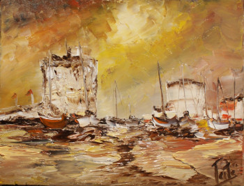 Œuvre contemporaine nommée « LUEUR SUR LA ROCHELLE », Réalisée par PATE