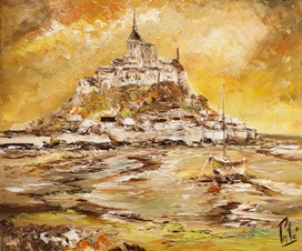 Œuvre contemporaine nommée « MAREE HAUTE AU MONT SAINT MICHEL », Réalisée par PATE