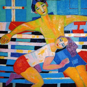 Œuvre contemporaine nommée « Les fiancés sur le bateau », Réalisée par FRANCE WAGNER