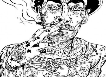 Œuvre contemporaine nommée « Portrait "Homme tatoué" », Réalisée par MISSFAT