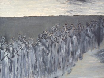 Œuvre contemporaine nommée « Les migrants », Réalisée par ANNE DELABY