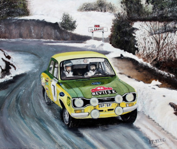 Œuvre contemporaine nommée « Monte Carlo 1972 - FORD ESCORT RS 1600 - JEAN-FRANCOIS PIORT - JIM PORTER », Réalisée par ALAIN PINEDE