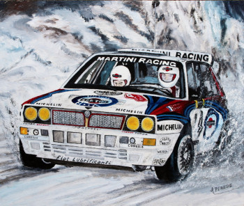 Œuvre contemporaine nommée « Monte Carlo 1992 - LANCIA DELTA HF INTEGRALE 16 V - DIDIER AURIOL-BERNARD OCCELI », Réalisée par ALAIN PINEDE