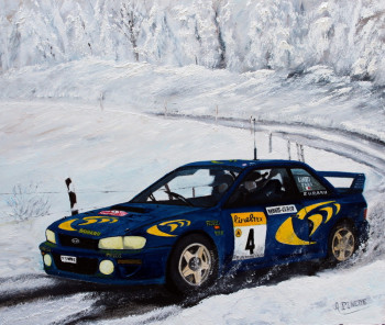 Œuvre contemporaine nommée « MONTE CARLO 1997 - SUBARU IMPREZA WRC97 - Piero Liatti - Frabrizia Pons », Réalisée par ALAIN PINEDE