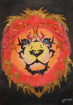 Œuvre contemporaine nommée « Le Lion en feu », Réalisée par SAMACHER