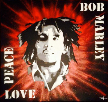 Œuvre contemporaine nommée « Bob Marley - Peace , Love . », Réalisée par BRUNOCREM