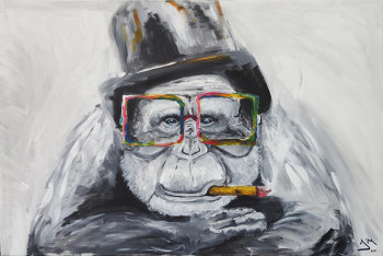 Œuvre contemporaine nommée « Singe Fumeur », Réalisée par RODOXINE