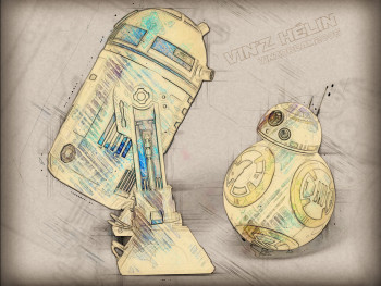 Œuvre contemporaine nommée « R2d2 and Bb8 », Réalisée par VINZDREAM2006