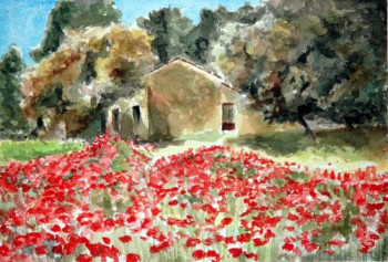 Œuvre contemporaine nommée « Coquelicots en Provence », Réalisée par PHILIPPE ETIENNE