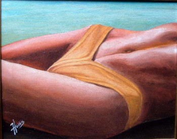 Œuvre contemporaine nommée « Bikini sur plage », Réalisée par JEAN-CLAUDE HOSXE-VAILLANT