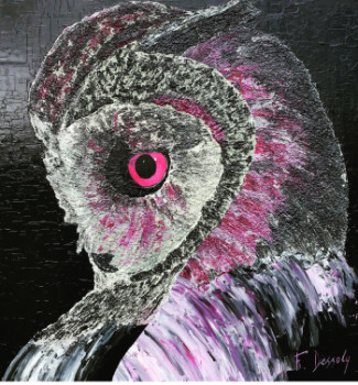 Œuvre contemporaine nommée « Purple owl », Réalisée par SYMBOLIC ART BZH