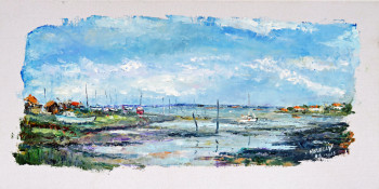 Œuvre contemporaine nommée « Arcachon, marée basse à l'Aiguillon », Réalisée par MICHEL HAMELIN