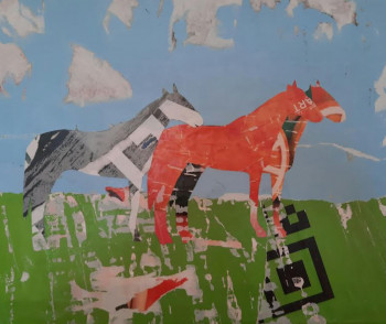 Œuvre contemporaine nommée « horses », Réalisée par SYLVIE ROSE M NICOLAS