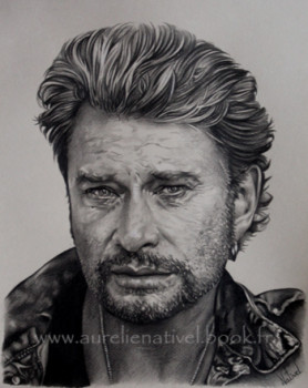 Œuvre contemporaine nommée « Portrait de Johnny Hallyday », Réalisée par AURéLIE NATIVEL