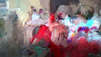 Œuvre contemporaine nommée « clowns "chorimages 5" », Réalisée par PAT O'BINE