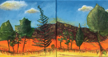 Œuvre contemporaine nommée « diptyque orange », Réalisée par AGNèS BENNETOT