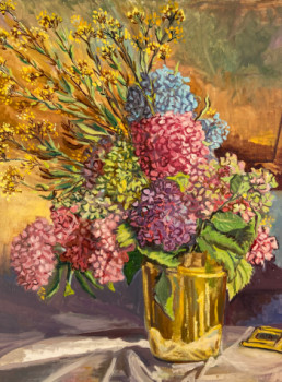 Œuvre contemporaine nommée « Hortensias », Réalisée par REJANE