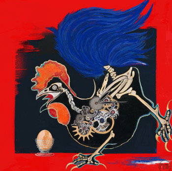 Œuvre contemporaine nommée « oeuf à la Coq », Réalisée par MUTTI