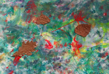 Œuvre contemporaine nommée « Les trois feuilles dans le vent. », Réalisée par MITRA SHAHKAR