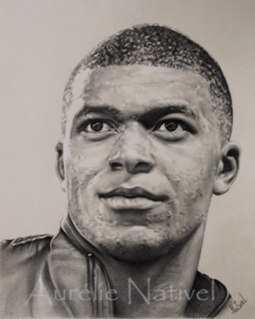 Œuvre contemporaine nommée « Portrait de Kylian Mbappé », Réalisée par AURéLIE NATIVEL