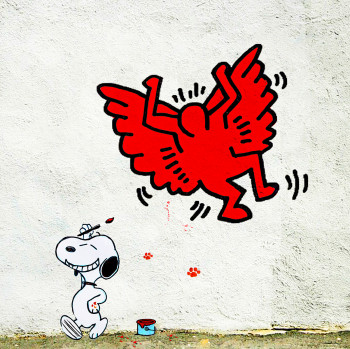 Œuvre contemporaine nommée « Keith Haring, Snoopy street Art », Réalisée par BENNY ARTE