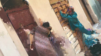 Œuvre contemporaine nommée « Danseurs rue Napoléon 13 », Réalisée par PAT O'BINE