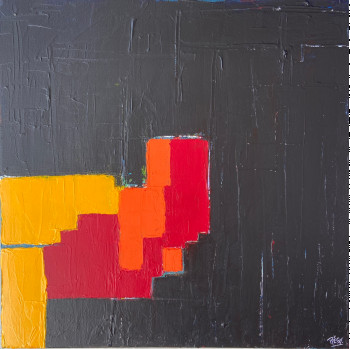 Œuvre contemporaine nommée « Palimpseste Noir, Rouge, Orange et Jaune », Réalisée par RéGY