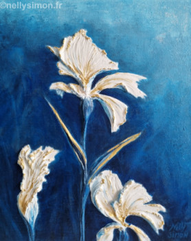 Œuvre contemporaine nommée « Iris blancs », Réalisée par NELLY SIMON