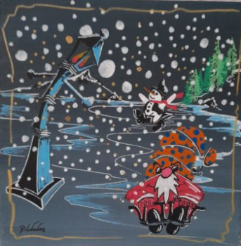 Œuvre contemporaine nommée « Monsieur bonhomme de neige en fête », Réalisée par PHILOVADES