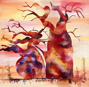 Œuvre contemporaine nommée « Baobabs amoureux », Réalisée par CHARM