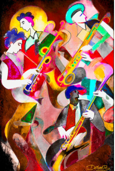 Œuvre contemporaine nommée « Colorful jazz band 1 », Réalisée par DORON B