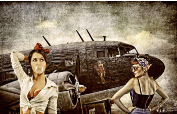 Œuvre contemporaine nommée « Pin-up retour plane », Réalisée par PAPYNEKO55