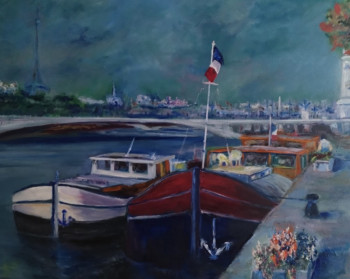 Œuvre contemporaine nommée « Péniche à quaie », Réalisée par MINIER