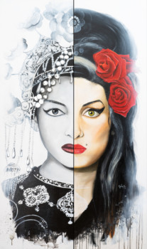 Œuvre contemporaine nommée « Cantantes Maria Callas y Amy Winehouse », Réalisée par CARMEN LóPEZ 3