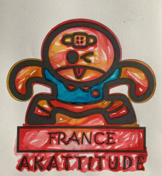 Œuvre contemporaine nommée « Les Bab’s Akatittude Rugby Aquarelle 01 », Réalisée par ERIC ERIC