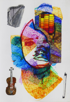 Œuvre contemporaine nommée « Violoncelliste », Réalisée par COLORMO