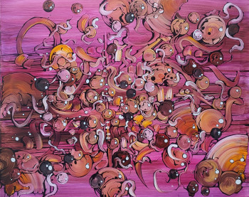 Œuvre contemporaine nommée « BULLES ROSES », Réalisée par AIRPAI