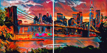 Œuvre contemporaine nommée « NYC vista panorámica desde el otro lado del Hudson », Réalisée par PERIQUET.ARTEATREVIDO