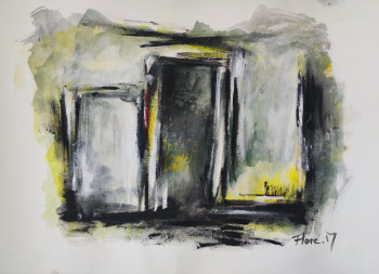 Œuvre contemporaine nommée « Porte en noir et blanc », Réalisée par FLORE.M