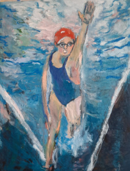 Œuvre contemporaine nommée « La nageuse », Réalisée par CLOTHILDE DE LA PRESLE