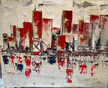 Œuvre contemporaine nommée « l'Entre de tours rouge », Réalisée par ERNIE