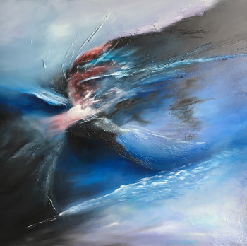 Œuvre contemporaine nommée « Bleu Sidéral », Réalisée par FABIENNE RIBEYROLLES