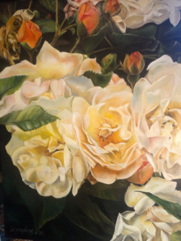 Œuvre contemporaine nommée « roses du petit paradis », Réalisée par LUCAS VAN ROBAYS