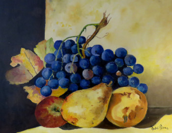 Œuvre contemporaine nommée « Fruits sur table », Réalisée par ANDRé BLANC