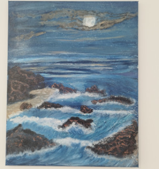 Œuvre contemporaine nommée « clair de lune sur la mer », Réalisée par LES CRéATIONS DE NOëLLE-C