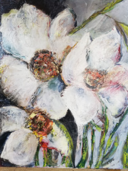 Œuvre contemporaine nommée « Fleurs blanches », Réalisée par CATHY D