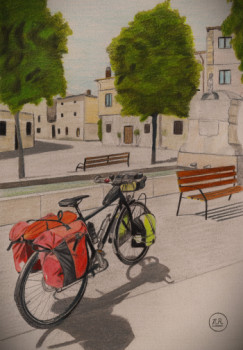 Œuvre contemporaine nommée « Le vélo de l'aventure », Réalisée par PIRDESSINS